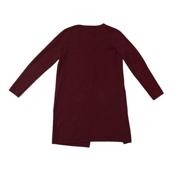 J Crew Juliette Burgundy Collarless Long Open Cardigan Blazer Merino blend - Picture 3 of 7